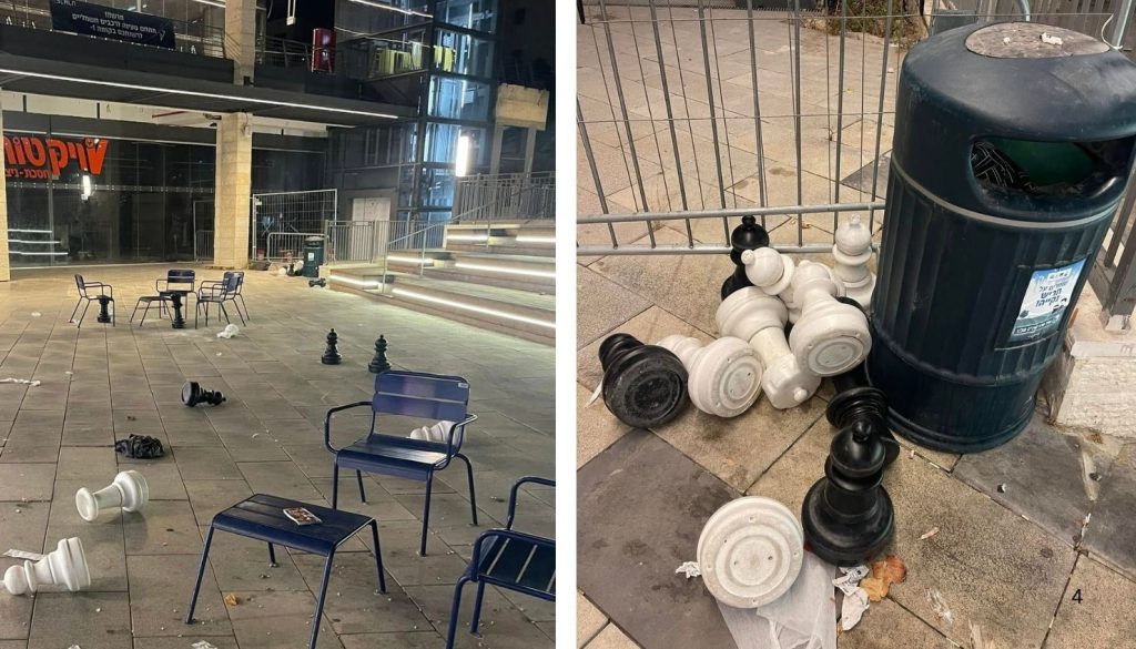 ונדליזם רחבת כיכר מור צילום: שלומי כהן