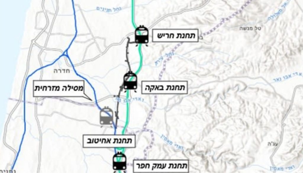 מסילת מנשה. מפה: נתיבי ישראל